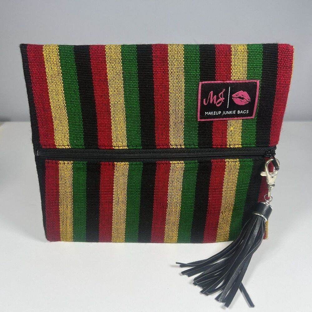NWOT Makeup Junkie 8.5x7” Bag Reggae Rasta Design Make Up Organizer